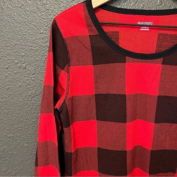 Old Navy Slim-Fit Printed Thermal-Knit Tee for Women NEW Large Red Buffalo Plaid - Picture 3 of 10
